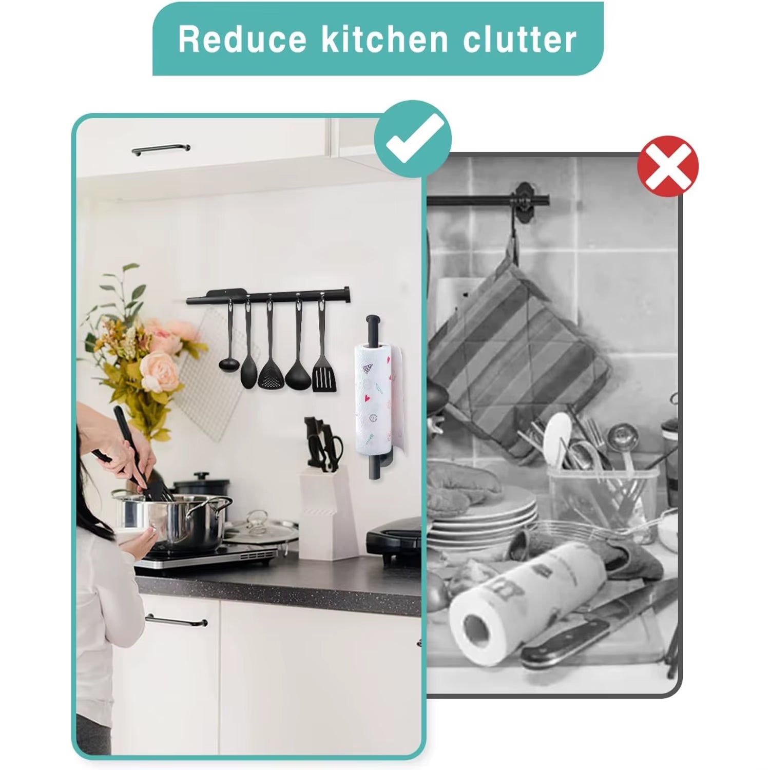 Adhesive Kitchen Paper Towel & Bathroom Roll Holder