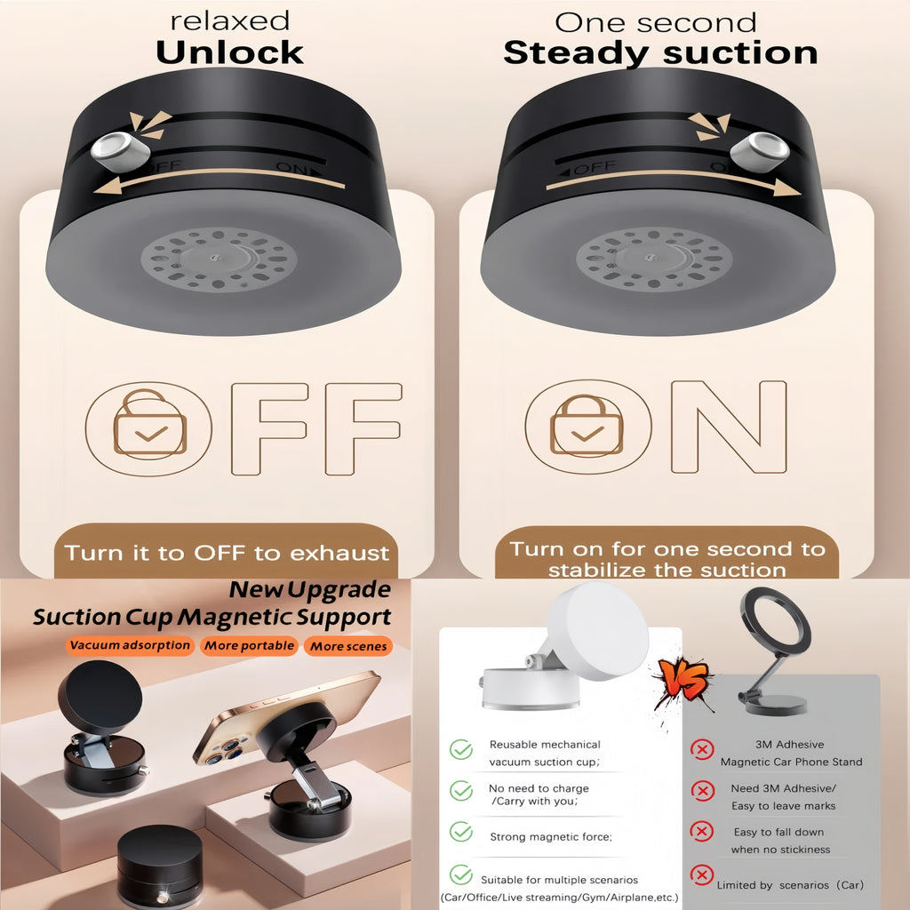 Dnxniaify Cell Phone Holder Vacuum Magnetic Adsorption for Mount Convenient Folding Suction Cup Household Lazy Holder for Multi-Purpose Scenes