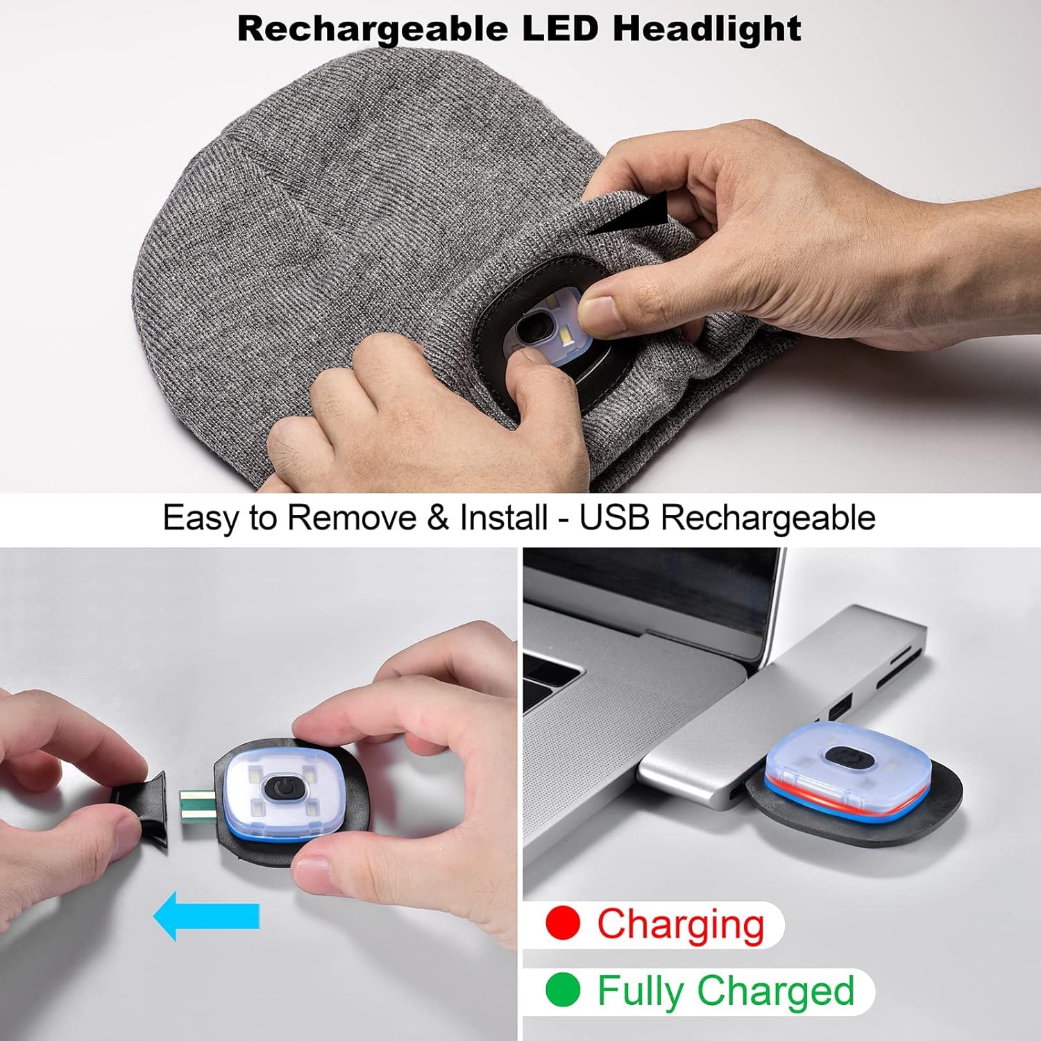 The NightOwl™ Rechargeable LED Headlamp Beanie