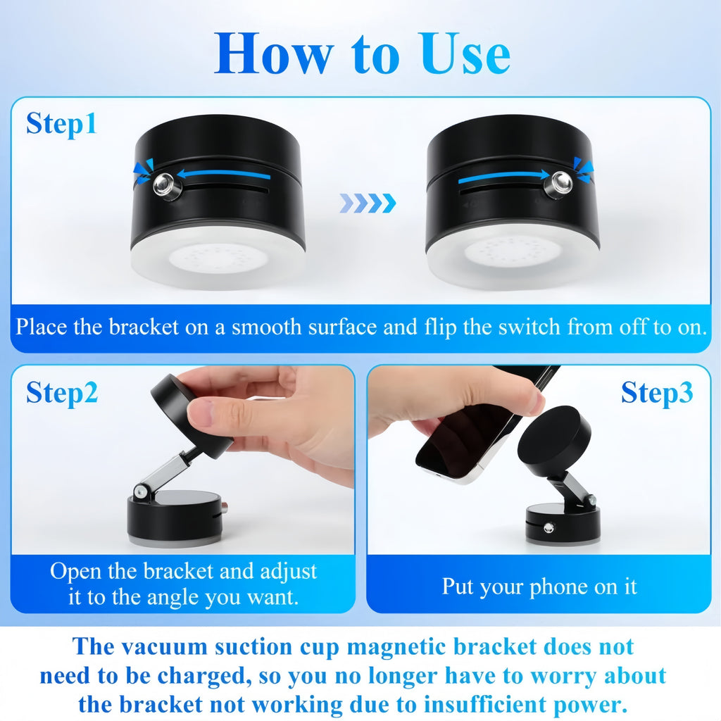 Dnxniaify Cell Phone Holder Vacuum Magnetic Adsorption for Mount Convenient Folding Suction Cup Household Lazy Holder for Multi-Purpose Scenes