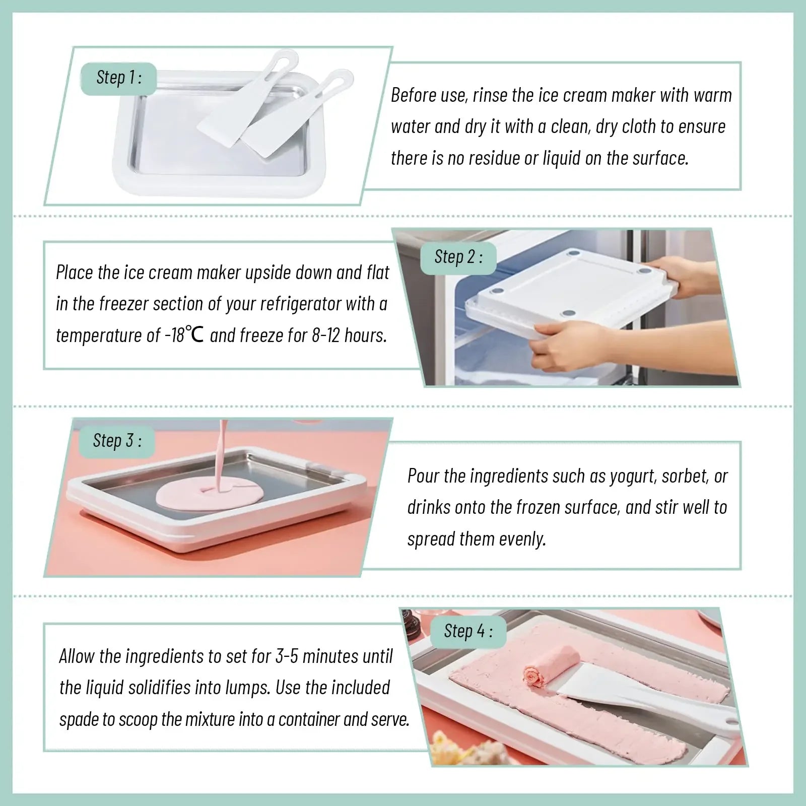 Multifunctional Rolled Ice Cream Maker - Cold Sweet Fried Ice Pan - DIY Household Frozen Yogurt Maker - for Homemade Stir-Fried