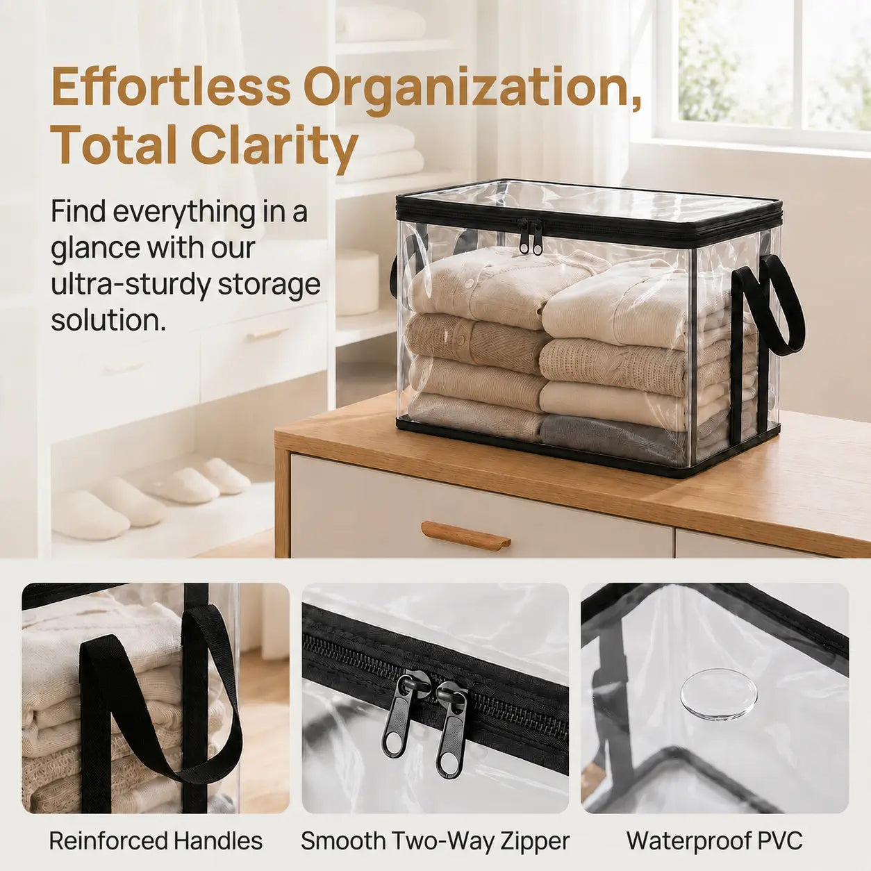 Black PVC Storage Box with Handle – Dustproof Toy Organizer for Stuffed Animals & Dolls – for Kids' Room, Playroom, Living Room, Nursery, Closet, or Birthday Gift